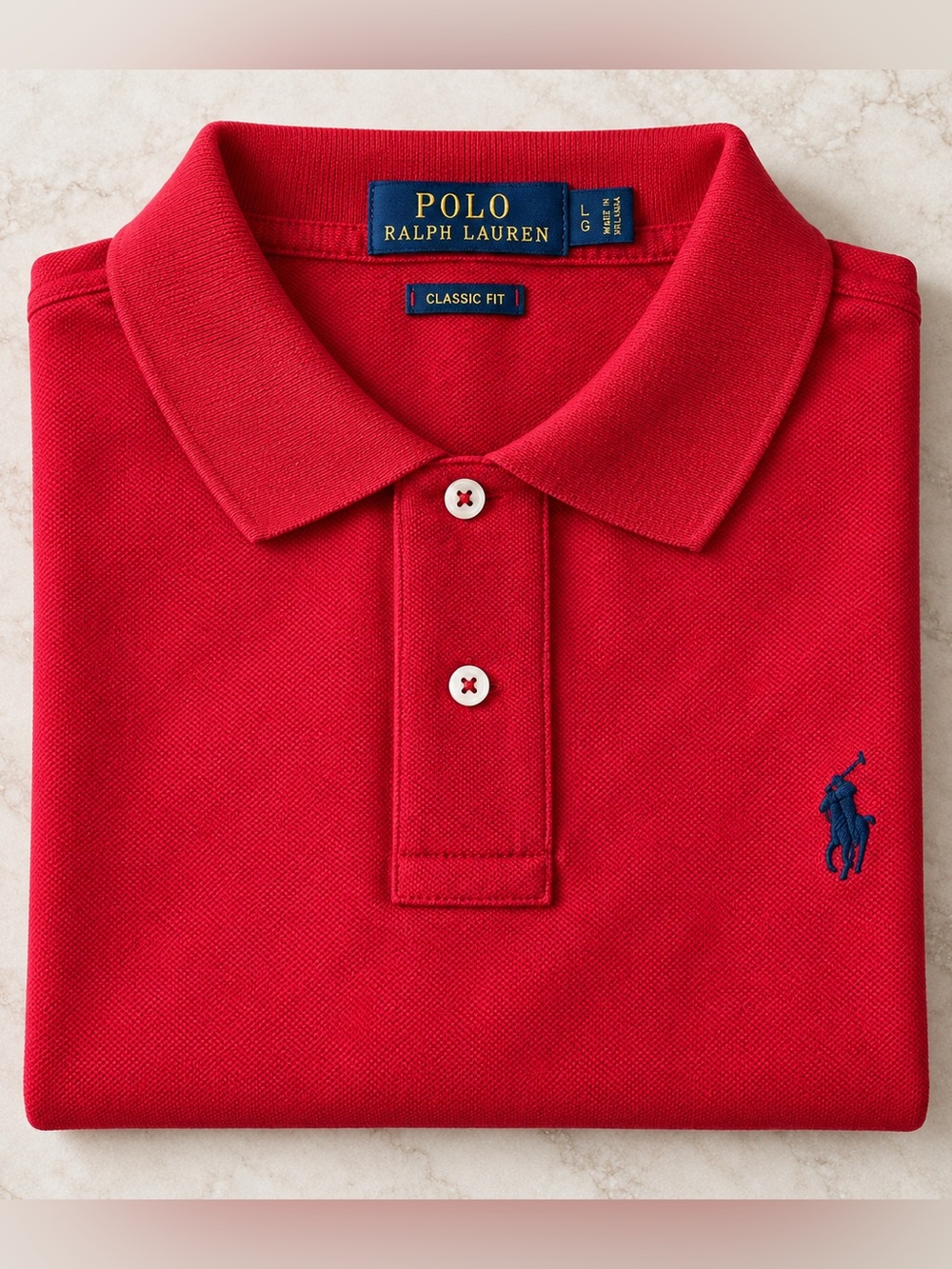 Polo Ralph Lauren Classic Fit Mesh Polo Shirt Men’s L Red 100% Cotton